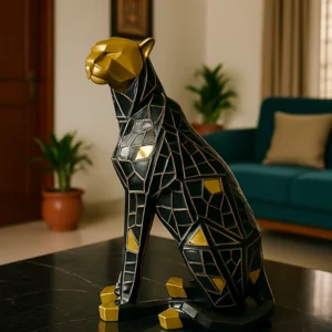 Black Panther Sculpture – Geometric Modern Decor Accent